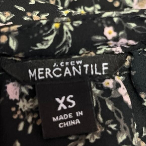 J.Crew Women's Black Floral Sleeveless Ruffle Peasant Blouson Midi Dress Size XS - Picture 6 of 7